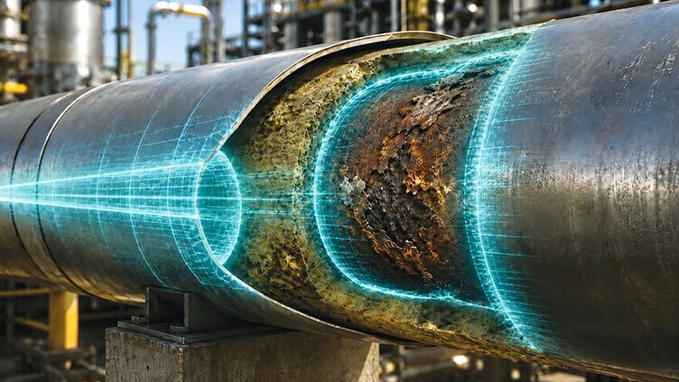 Corrosion under insulation revealed beneath pipe jacketing